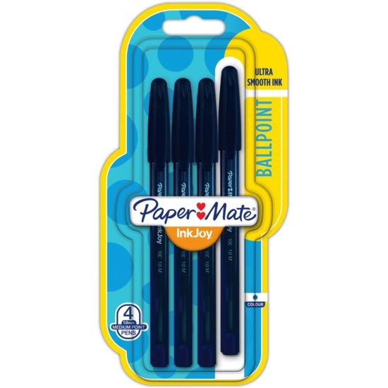 BALL PEN,InkJoy 100 Black 4’s I/cd (Papermate)