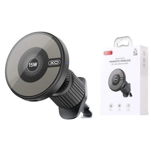 XO Magnetic Car Air Vent 15W Wireless Charging Holder – Black