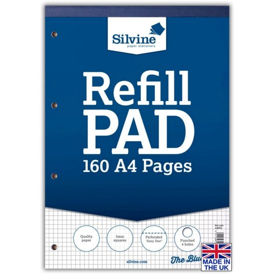 REFILL PAD,A4 Squares 5mm Silvine 160