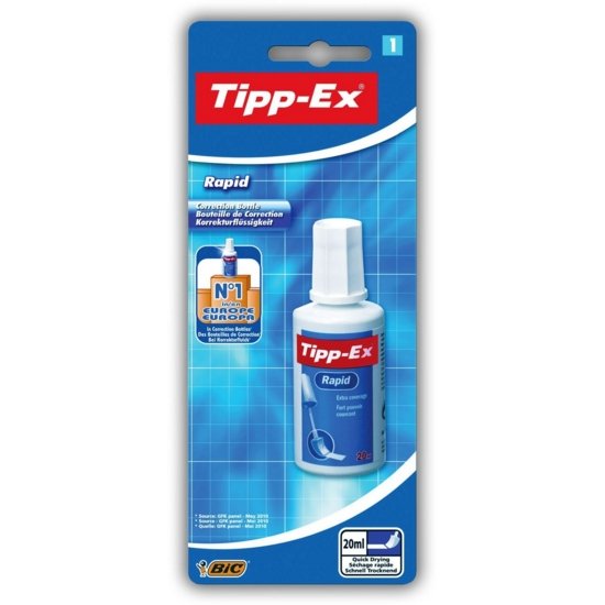 TIPPEX CORRECTION FLUID,Rapid 20ml I/cd (Bic)