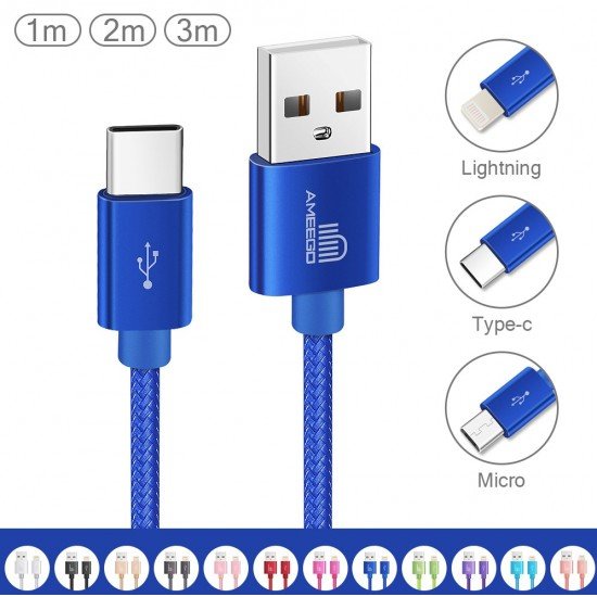 Nylon Braided Fast Charging USB Data Cable for Type-C Connector Wire 1M