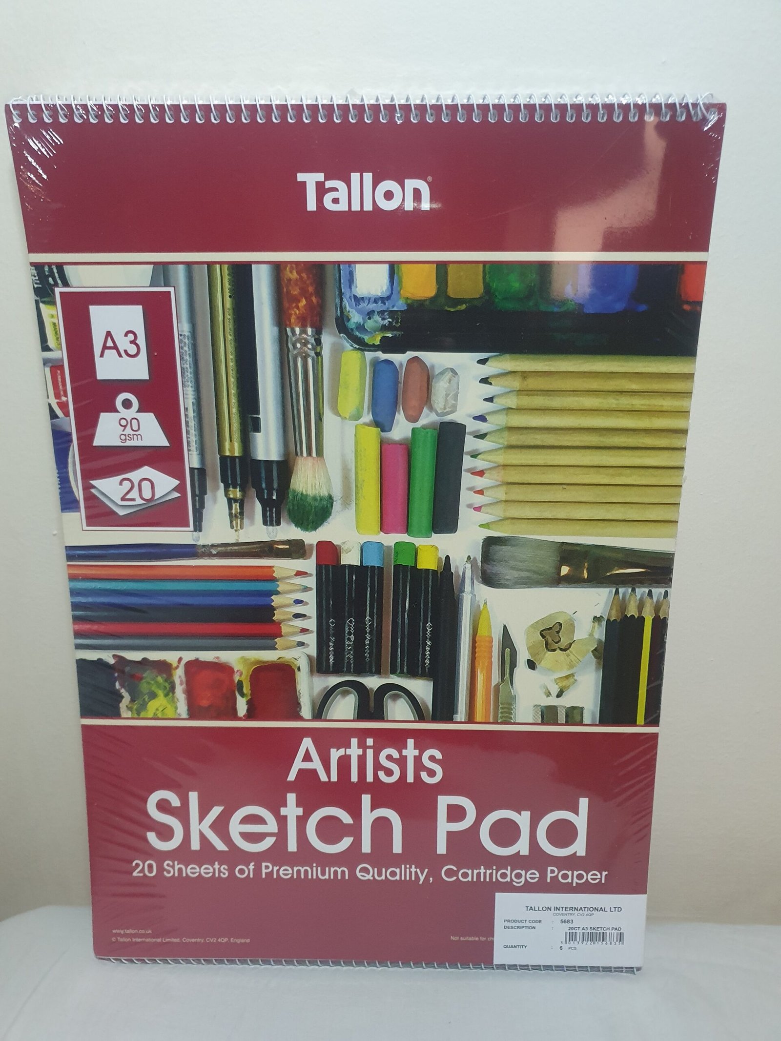 Tallon A3 sketch pad 90gsm paper 20 sheets