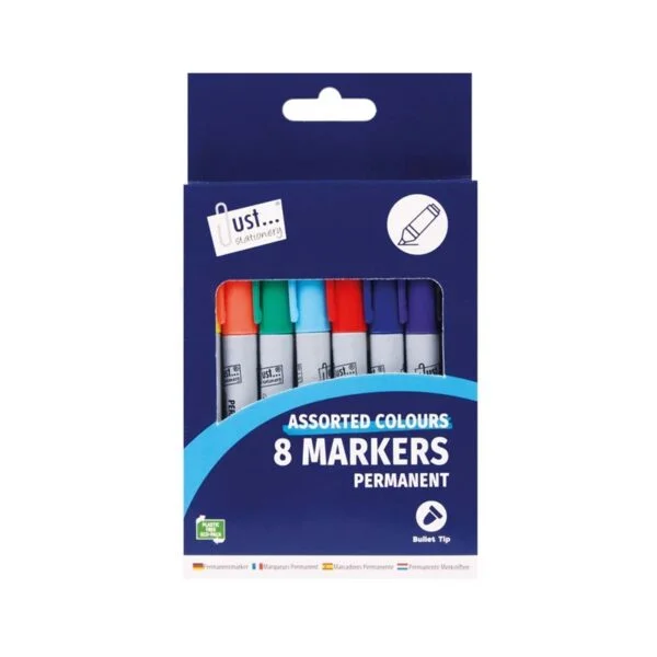 8 Multi-Coloured Permanent Markers