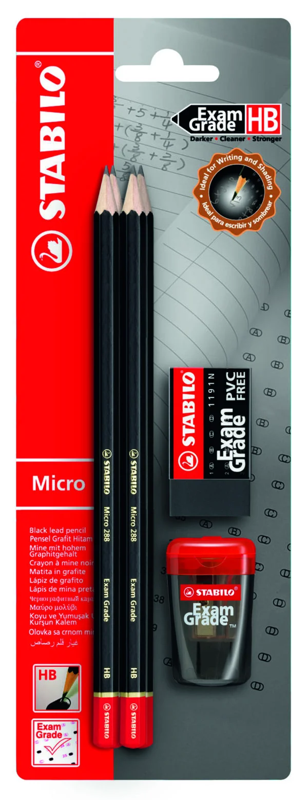 Stabilo 4 Exam Grade Pencils, Eraser and Sharpener