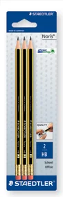 Staedtler Noris HB Eraser Tipped Pencils Hang Pack 3’s