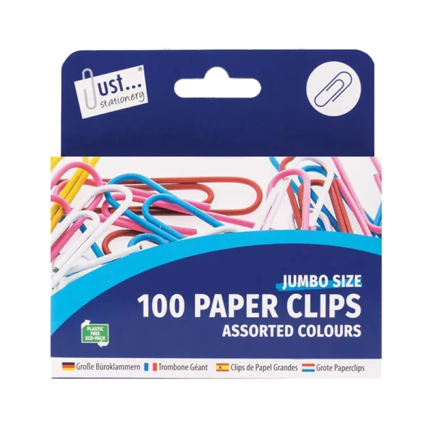 Stationery Jumbo Paperclips Assorted Colours