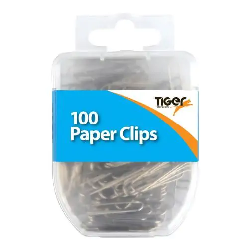 Tiger paperclips steel in hang pack –
