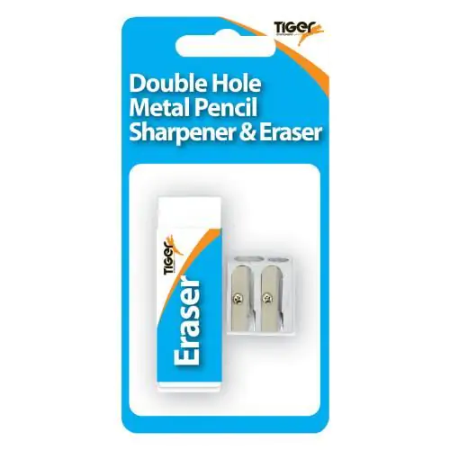 Tiger eraser & double hole metal sharpener