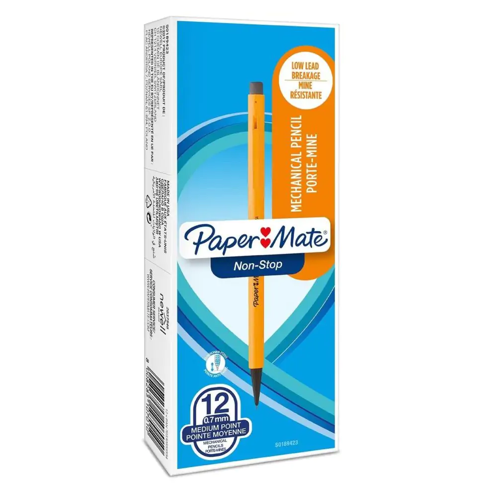 PaperMate Non-Stop mechanical pencils yellow barrel colour 0.7mm HB#2 – pack of 12 pencils